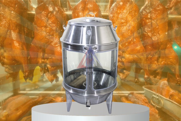 Lu quay vịt có kính 80 inox quay từ 8-10 con/lần