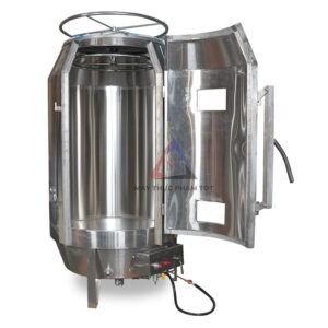 Bên trong lò quay heo inox cửa ngang