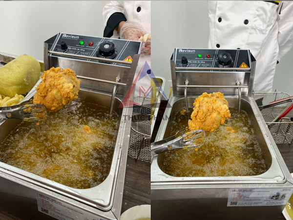 Sử dụng bếp chiên gà rán KFC Bavisun